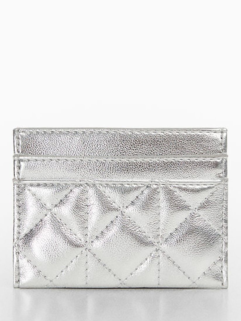 Mango Quark Quilted Card Holder, Silver at John Lewis & Partners