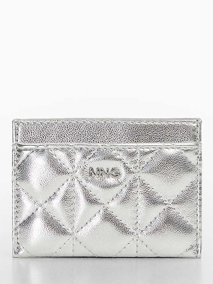 Mango Quark Quilted Card Holder, Silver at John Lewis & Partners