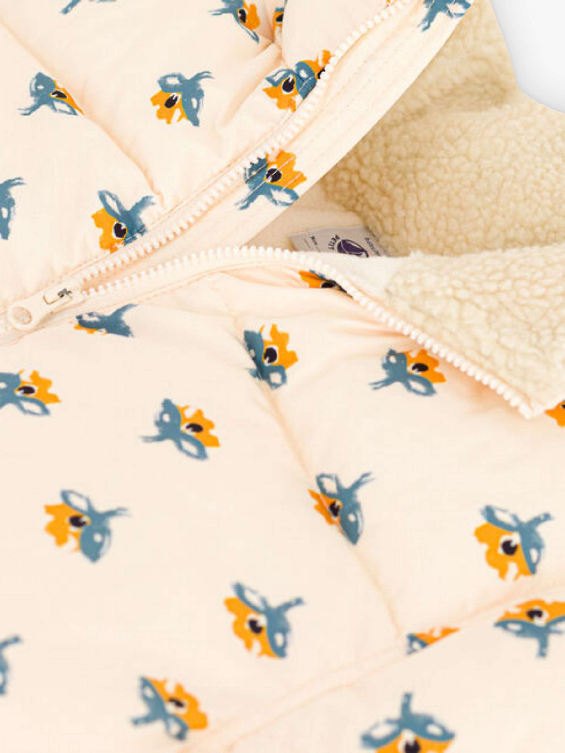 Buy Petit Bateau Girls' Puffer Fold-Out Hood Jacket, White/Multi Online at johnlewis.com
