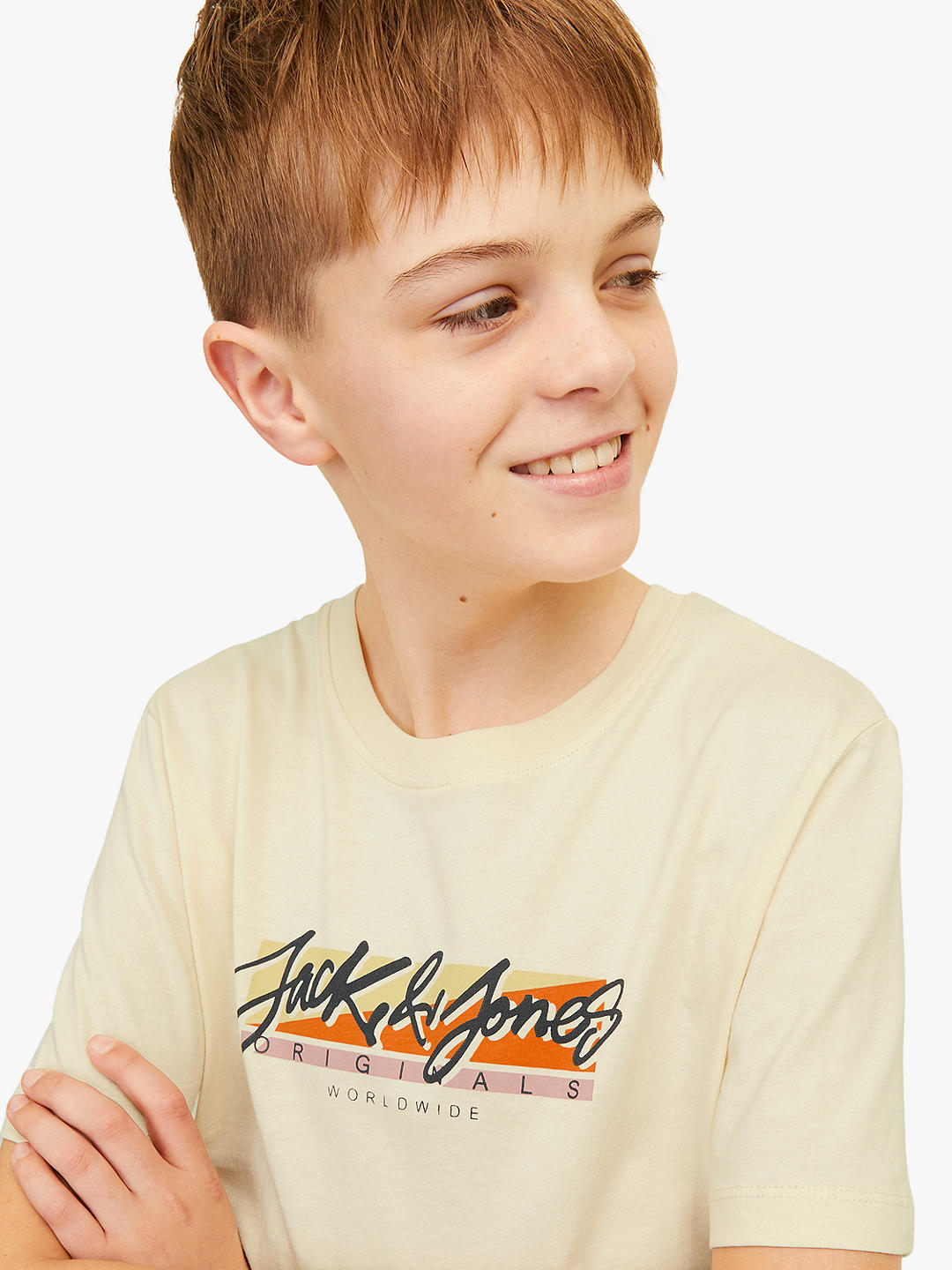 Jack & Jones Kids' Welcome Summer Logo Crew Neck T-Shirt, Yellow