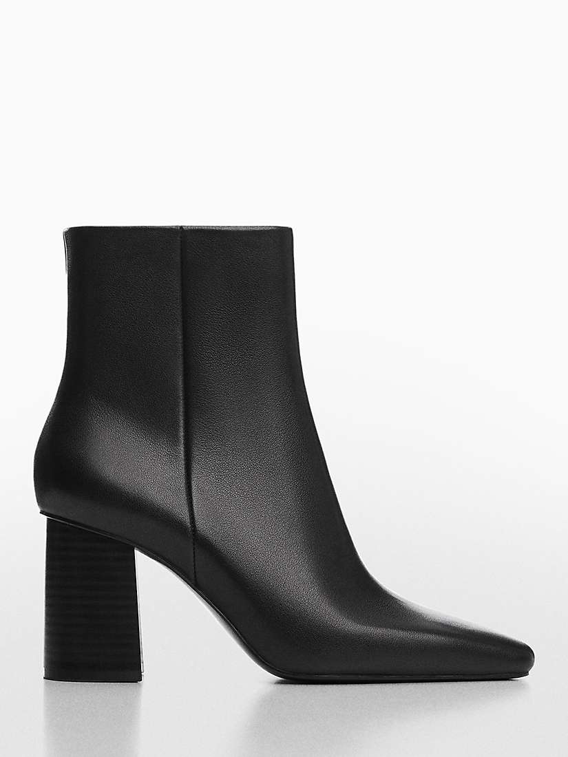 Buy Mango Guindo Square Toe Leather Ankle Boots, Black Online at johnlewis.com