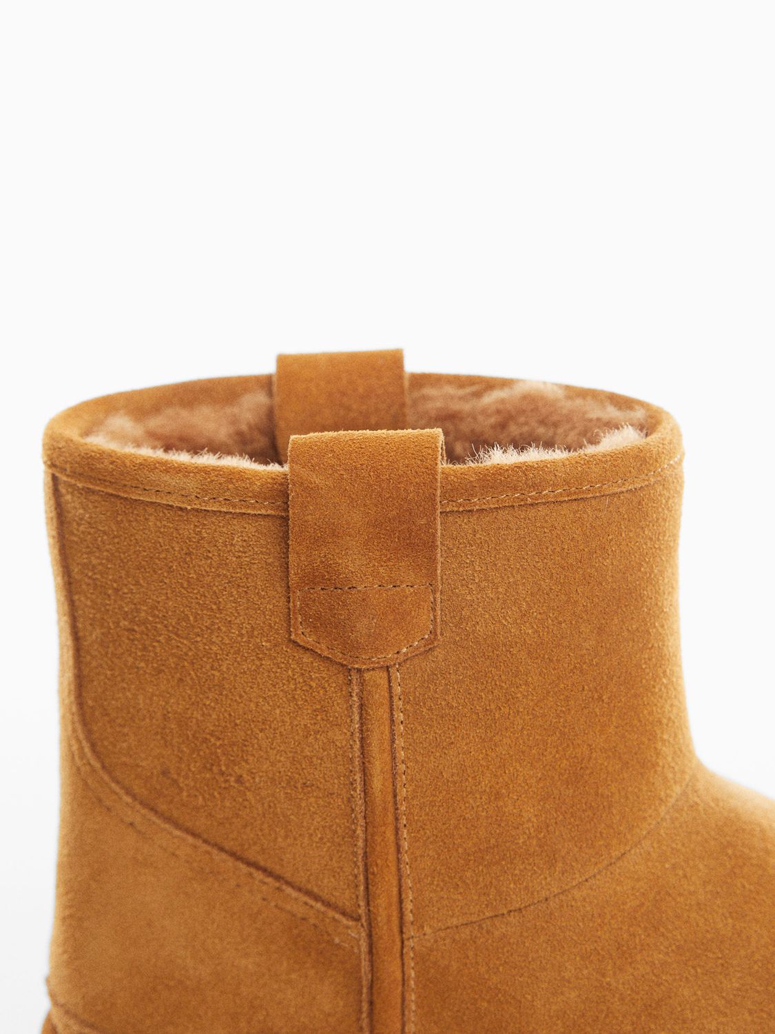 Mango Pineda Fur Interior Leather Ankle Boots, Medium Brown, 3