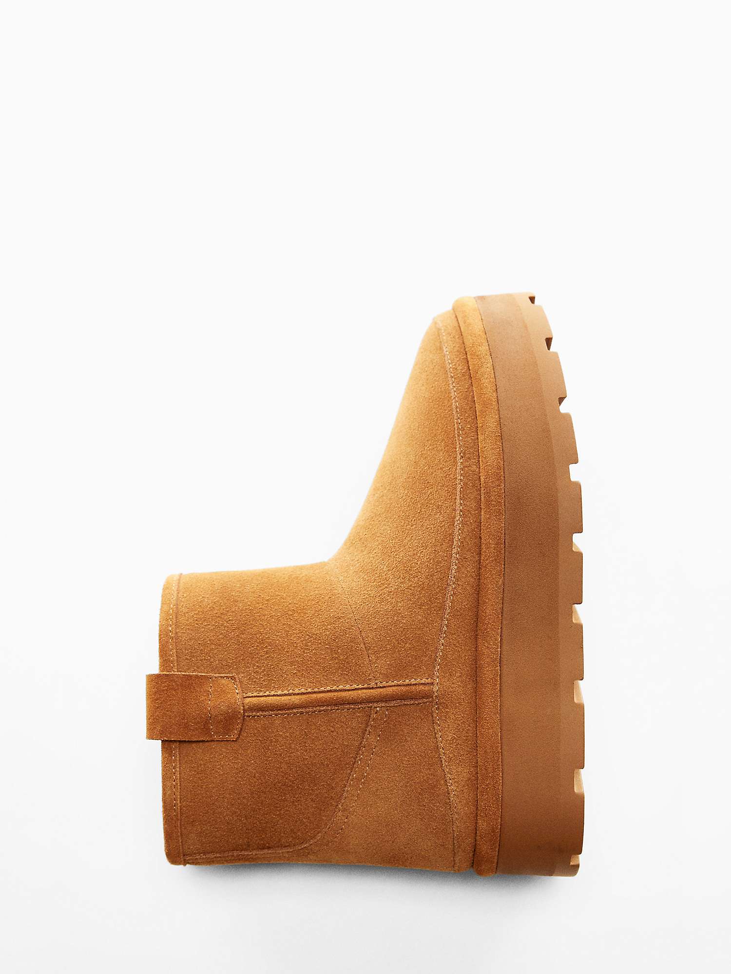 Buy Mango Pineda Fur Interior Leather Ankle Boots, Medium Brown Online at johnlewis.com
