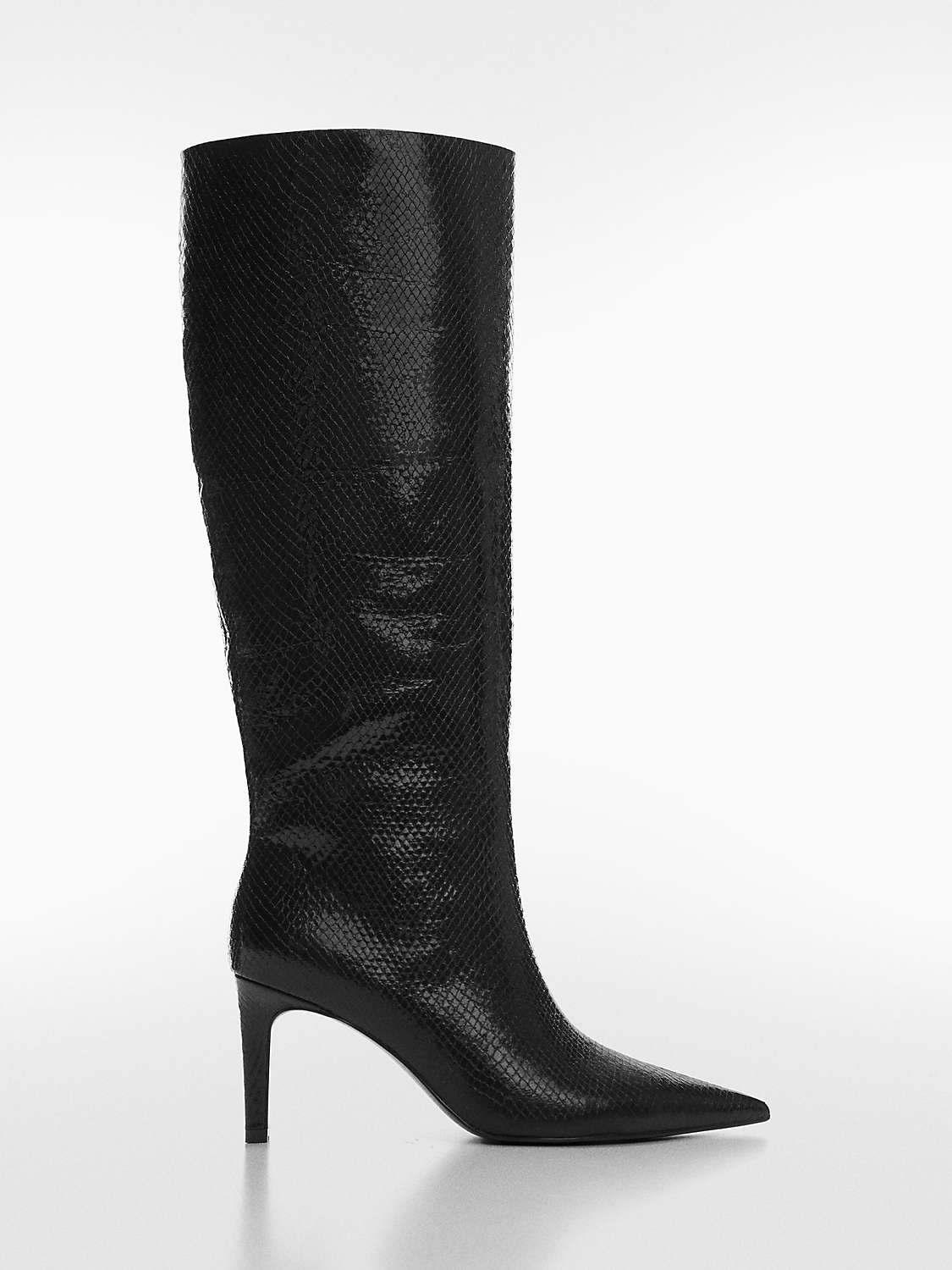 Buy Mango Amalia Snakeskin Pointed Boots, Black Online at johnlewis.com