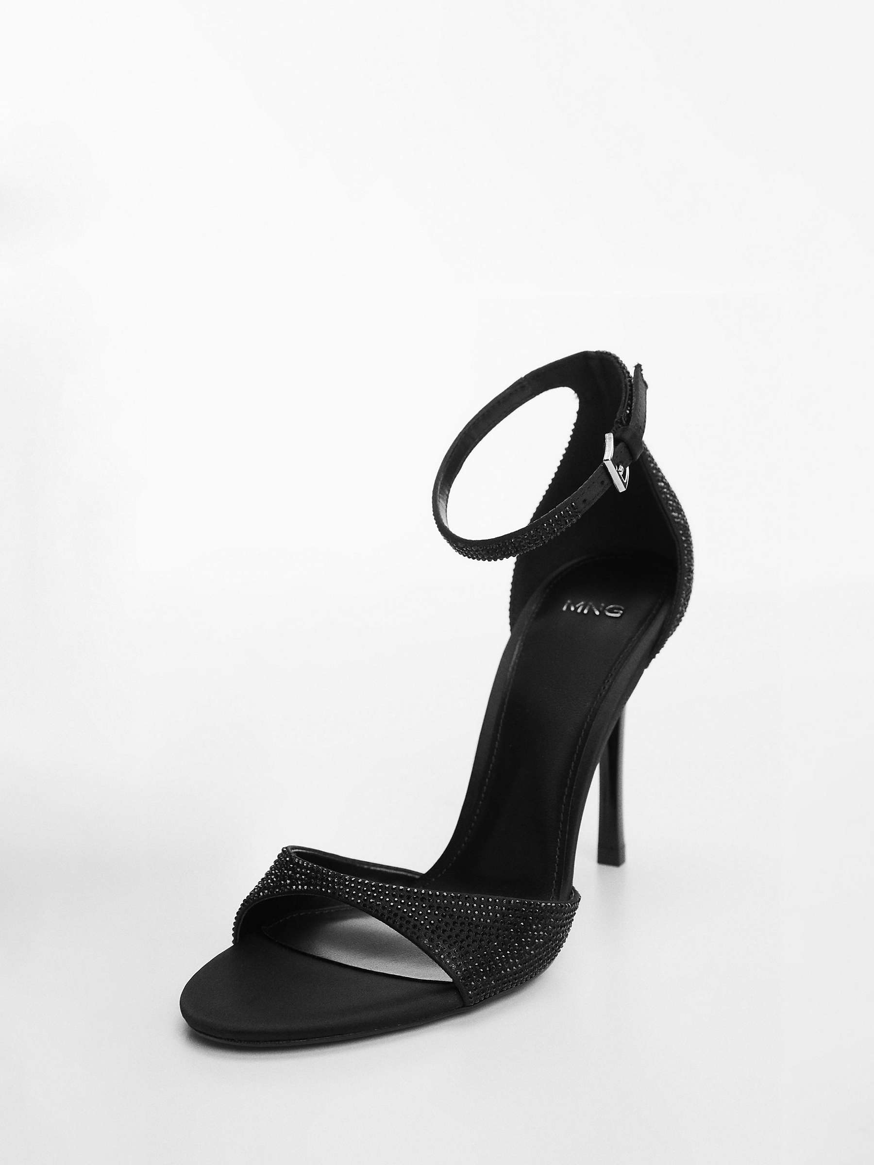 Buy Mango Haka Rhinestone Detail Heeled Sandals, Black Online at johnlewis.com