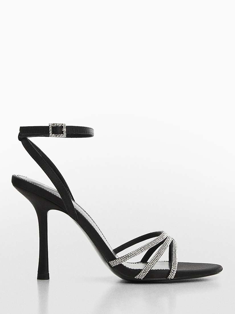 Buy Mango Cora Rhinestone Strap Heeled Sandals, Black Online at johnlewis.com