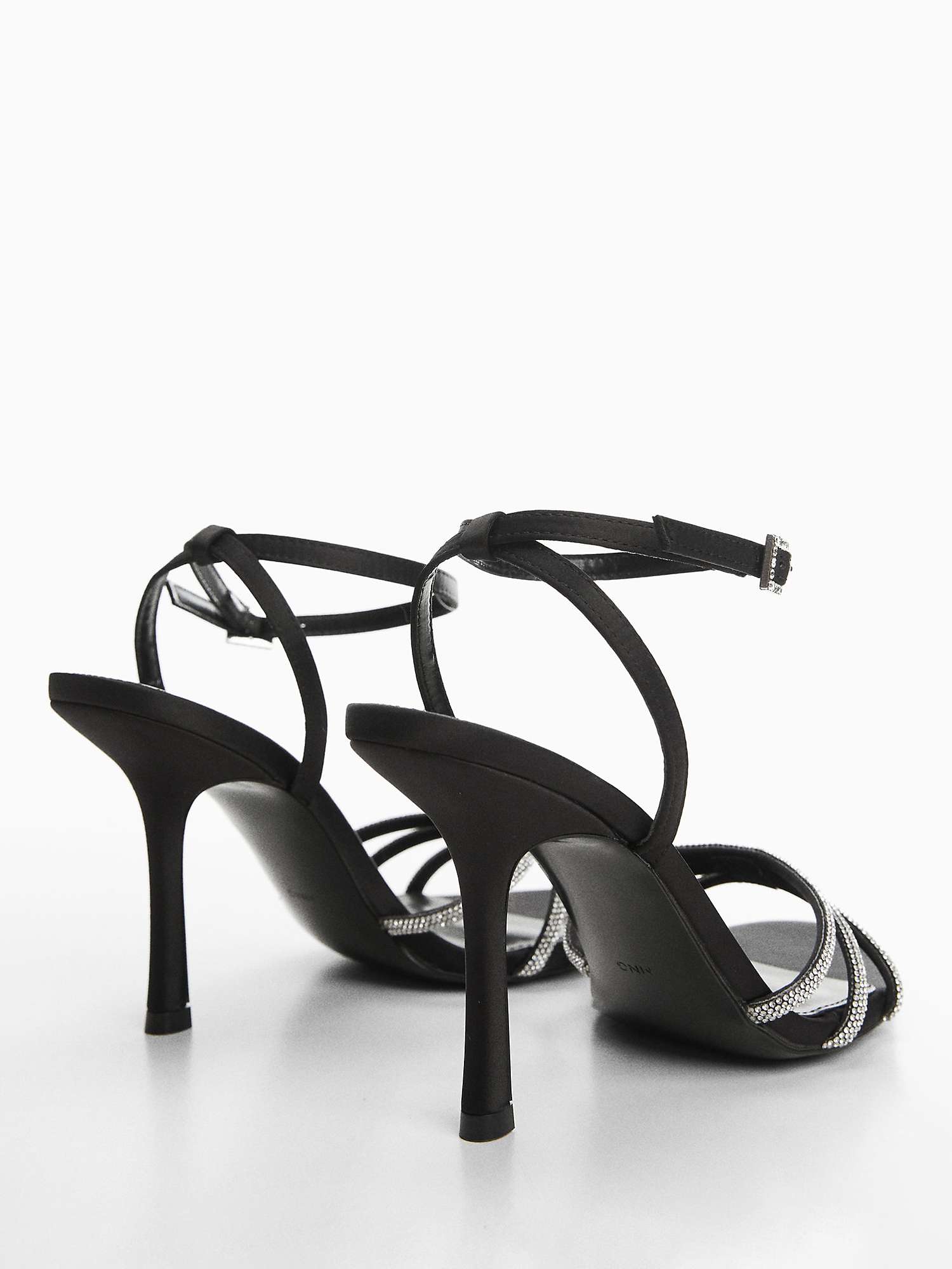 Buy Mango Cora Rhinestone Strap Heeled Sandals, Black Online at johnlewis.com