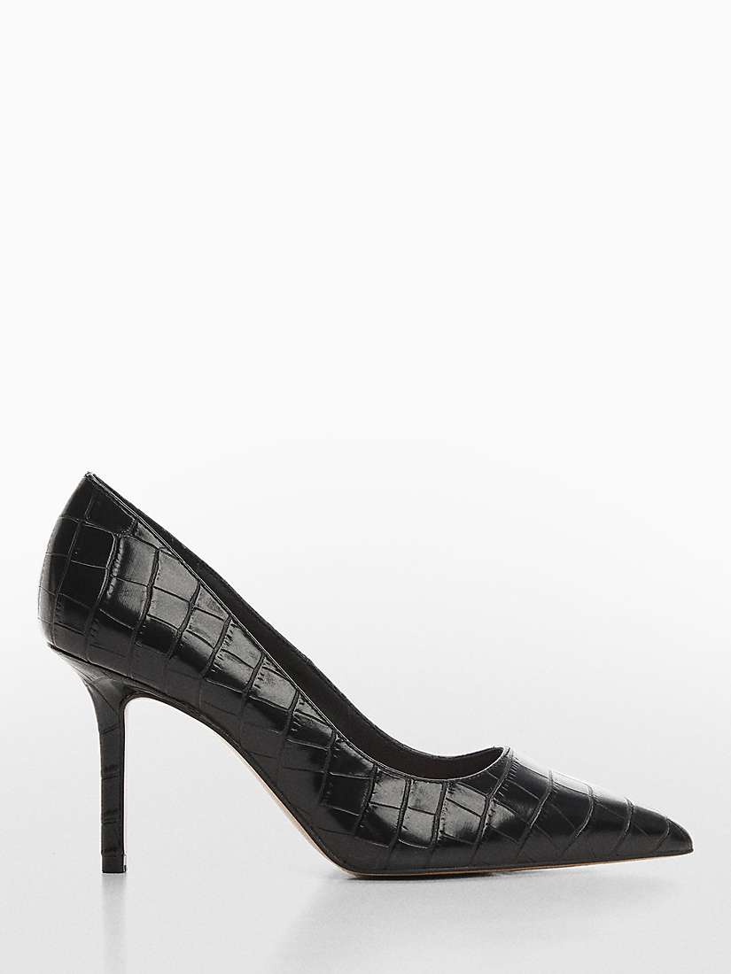 Buy Mango Lora Crocodile Skin Heeled Shoes, Black Online at johnlewis.com