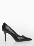 Mango Lora Crocodile Skin Heeled Shoes, Black
