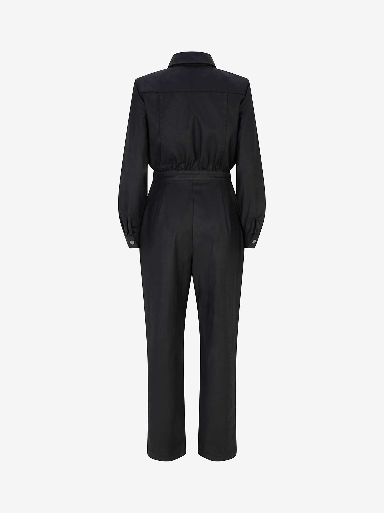 Mint Velvet Coated Cotton Jumpsuit, Black at John Lewis & Partners