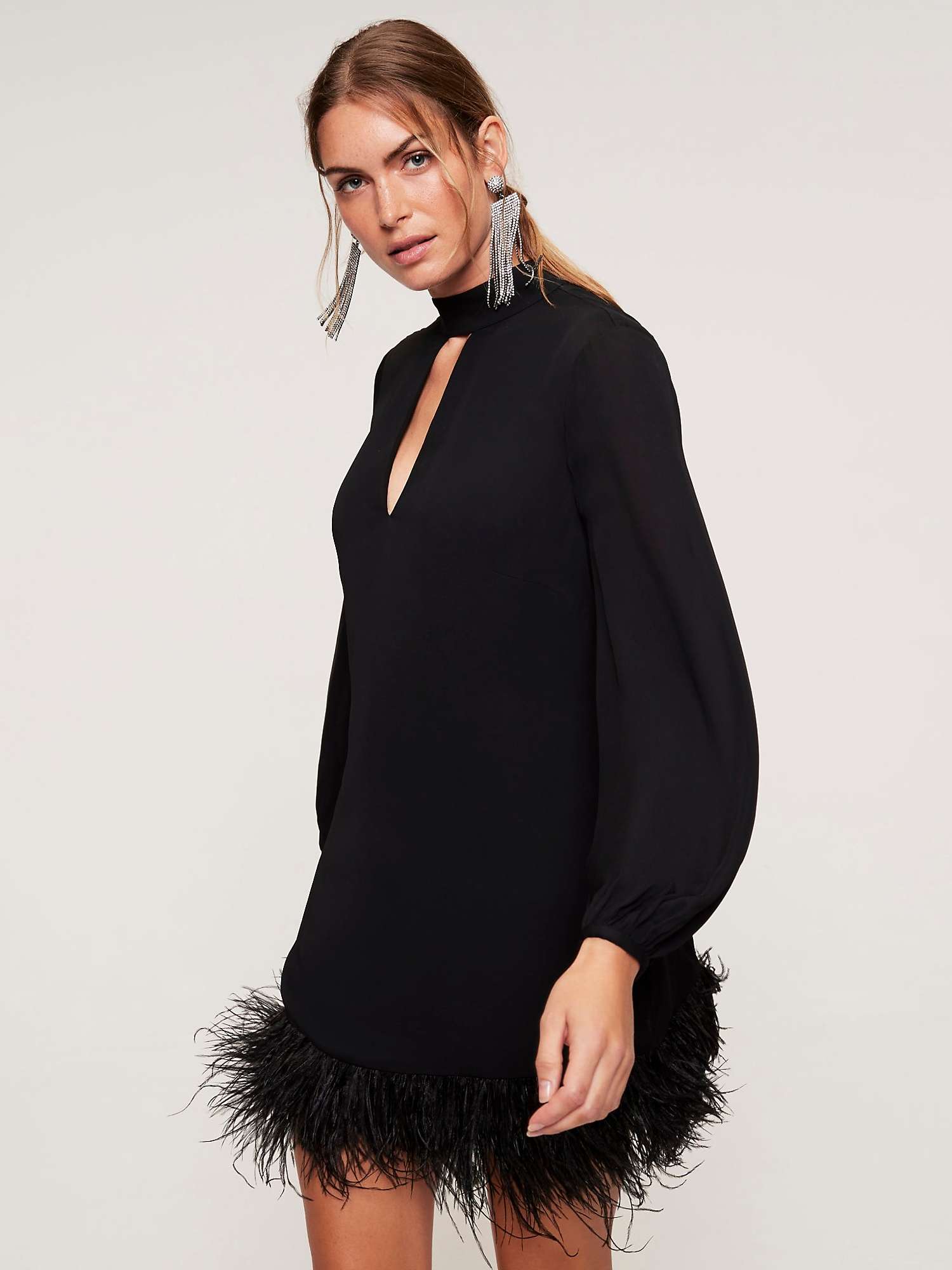 Buy Mint Velvet Feather Mini Dress, Black Online at johnlewis.com