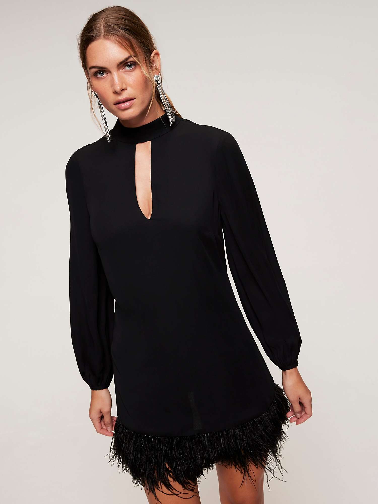 Buy Mint Velvet Feather Mini Dress, Black Online at johnlewis.com