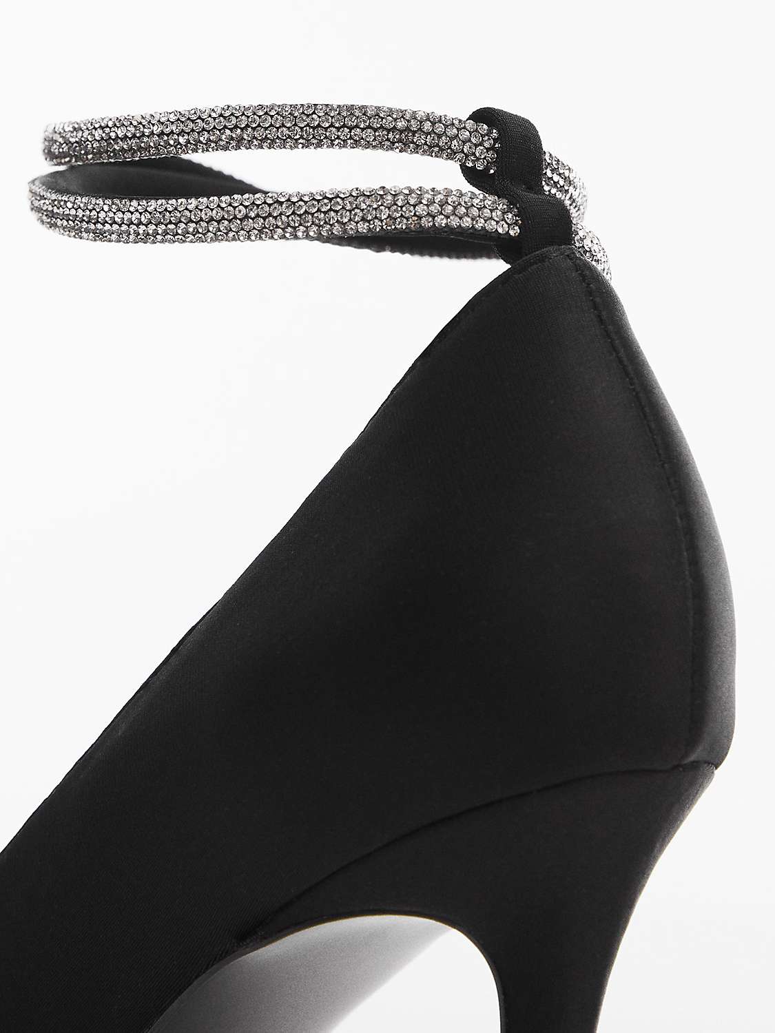Buy Mango Rona Rhinestone Strap Heeled Shoes, Black Online at johnlewis.com