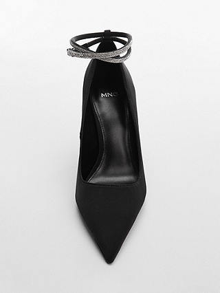 Mango Rona Rhinestone Strap Heeled Shoes, Black