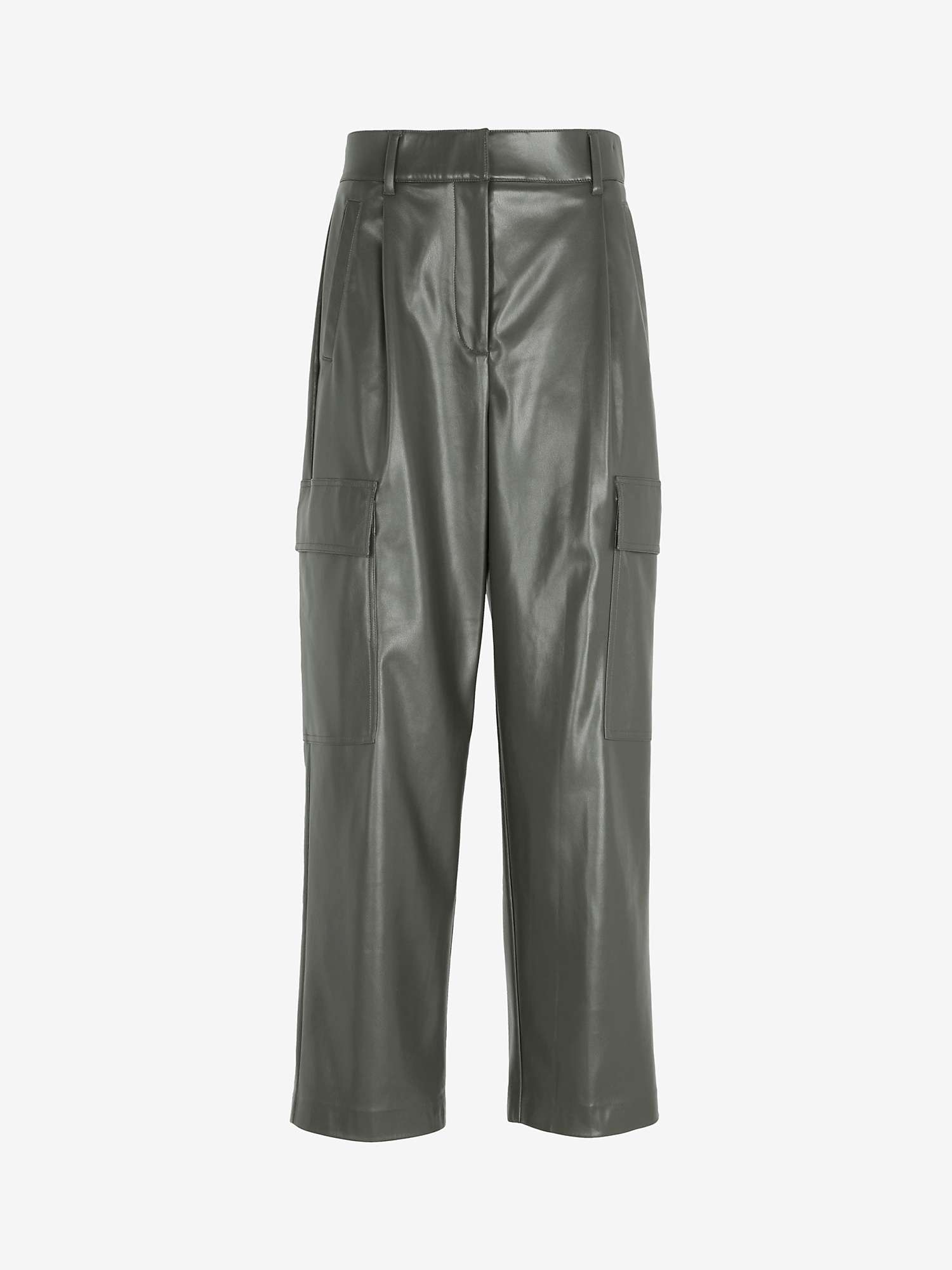 Buy Mint Velvet Faux Leather Cargo Trousers, Green Online at johnlewis.com