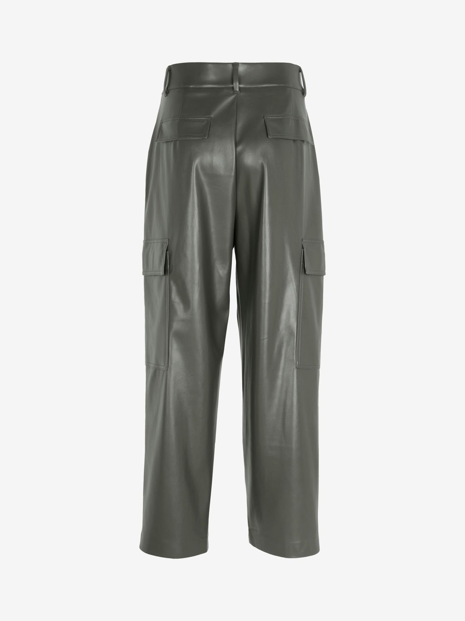 Mint Velvet Faux Leather Cargo Trousers, Green at John Lewis & Partners