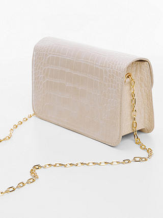 Mango Fabu Crocodile Skin Chain Strap Bag, Natural White