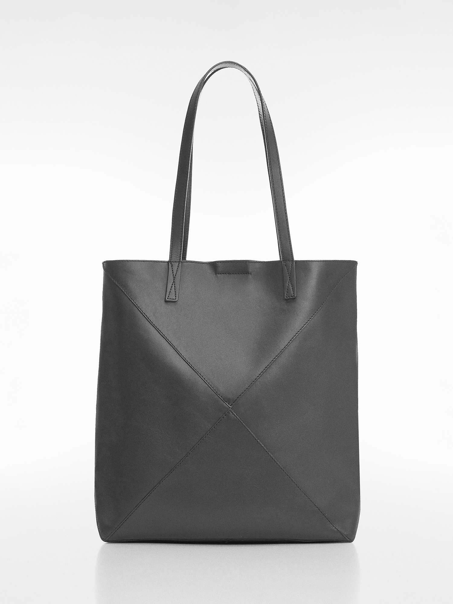 Buy Mango Carbo Cross Stitch Leather Bag, Black Online at johnlewis.com