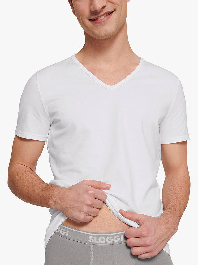 sloggi GO V-Neck Jersey Short Sleeve Lounge T-Shirt, White