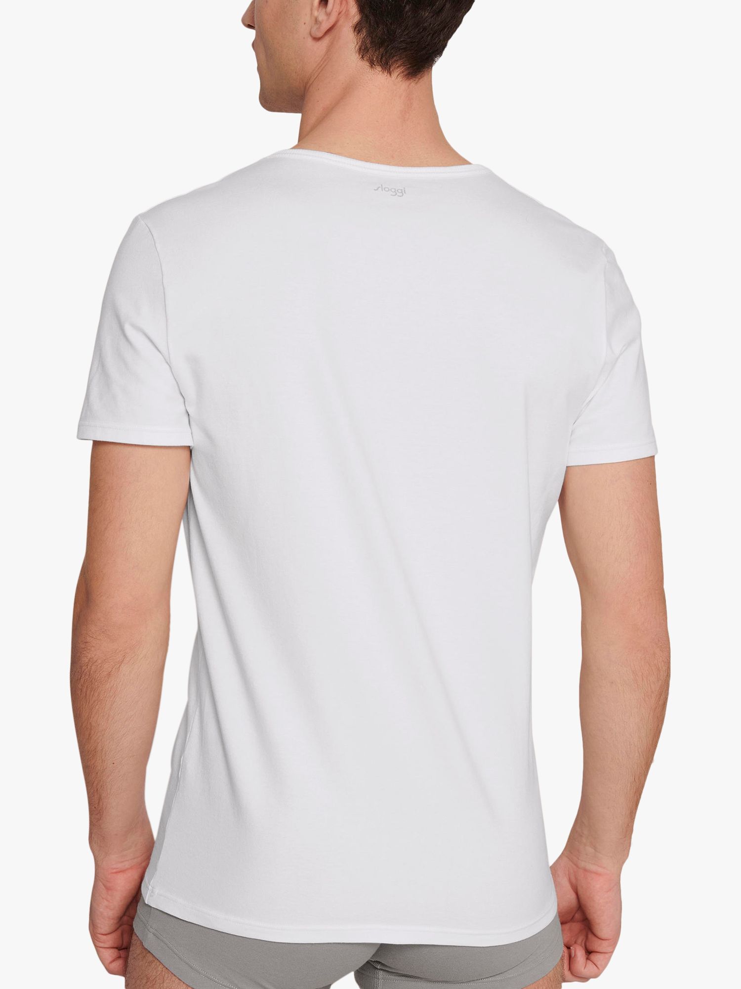 sloggi GO V-Neck Jersey Short Sleeve Lounge T-Shirt, White, L