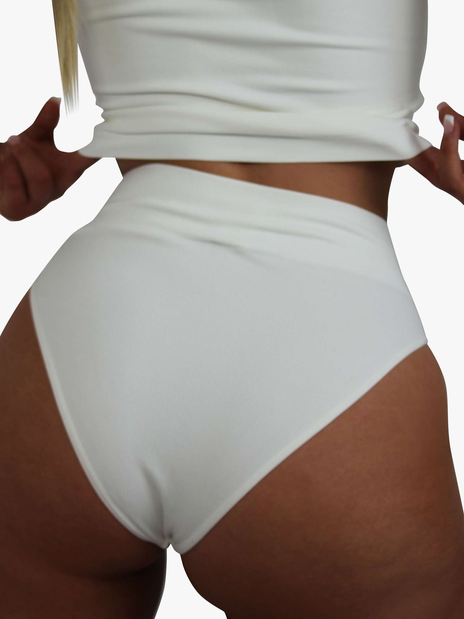 Buy We Are We Wear Seamless Lounge High Waist Brazilian Knickers, Cream Online at johnlewis.com