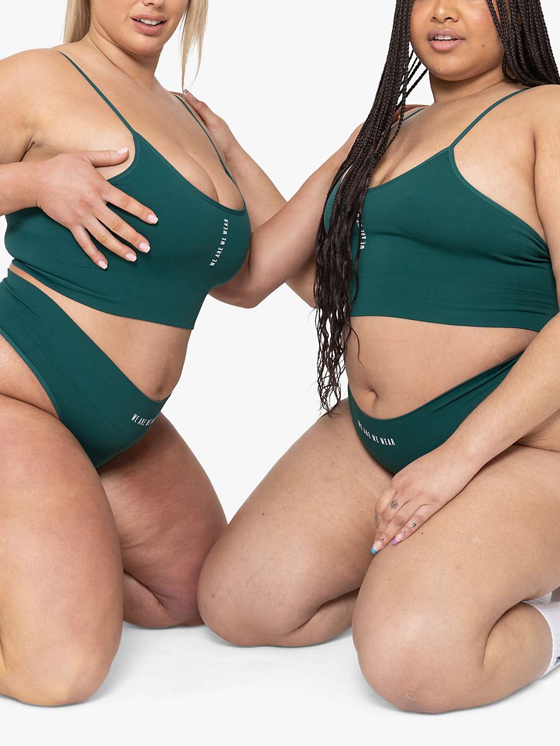 Buy We Are We Wear Seamless Logo Crop Bikini Top, Forest Green Online at johnlewis.com