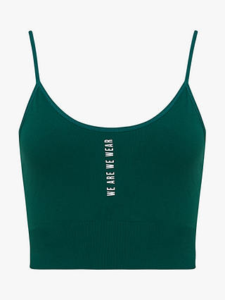 We Are We Wear Seamless Logo Crop Bikini Top, Forest Green