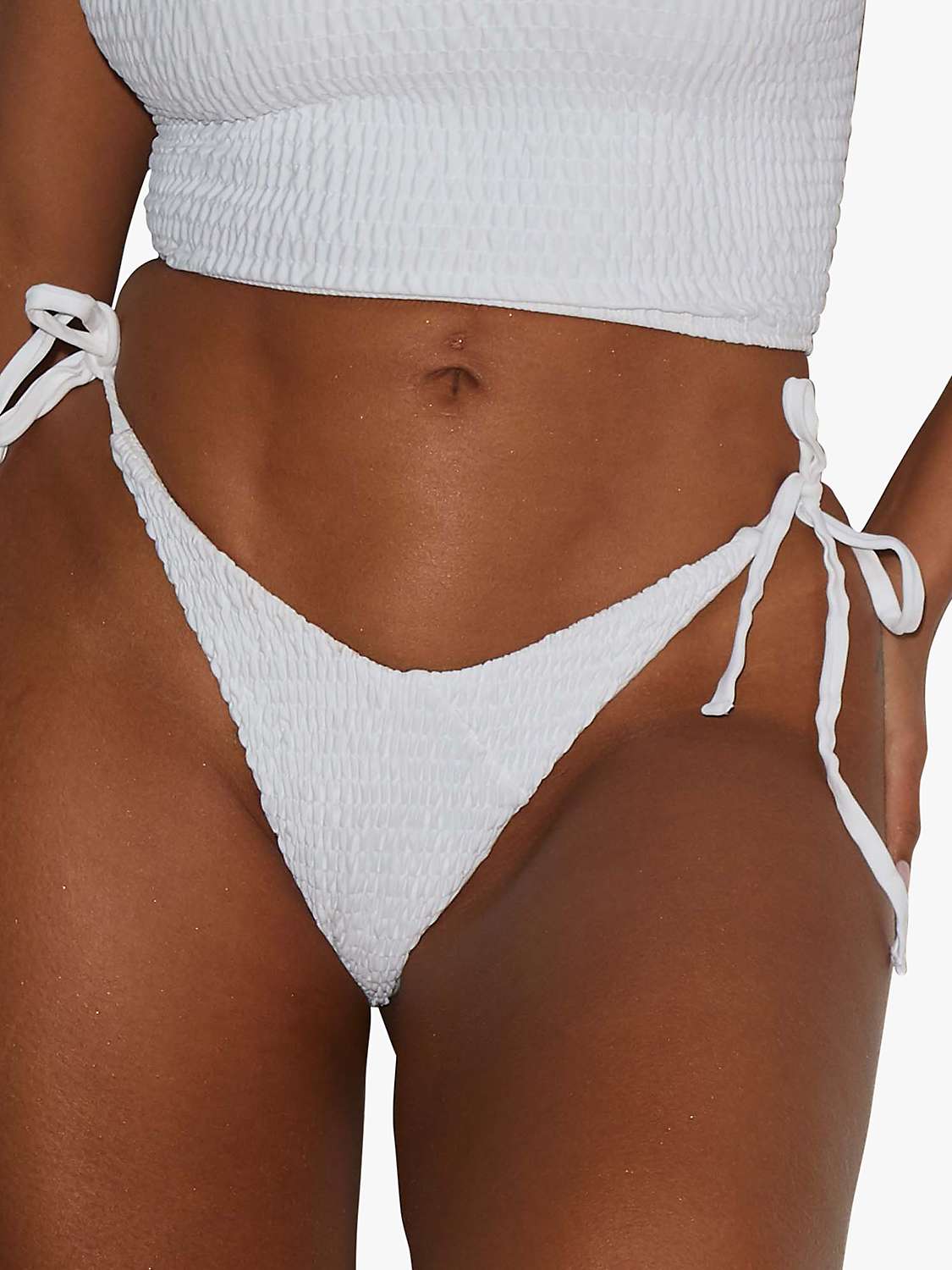 Buy We Are We Wear Zoey Crinkle Tie Side Bikini Bottoms, White Online at johnlewis.com