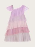 Monsoon Kids' One Shoulder Colour Block Party Dress, Lilac/Multi