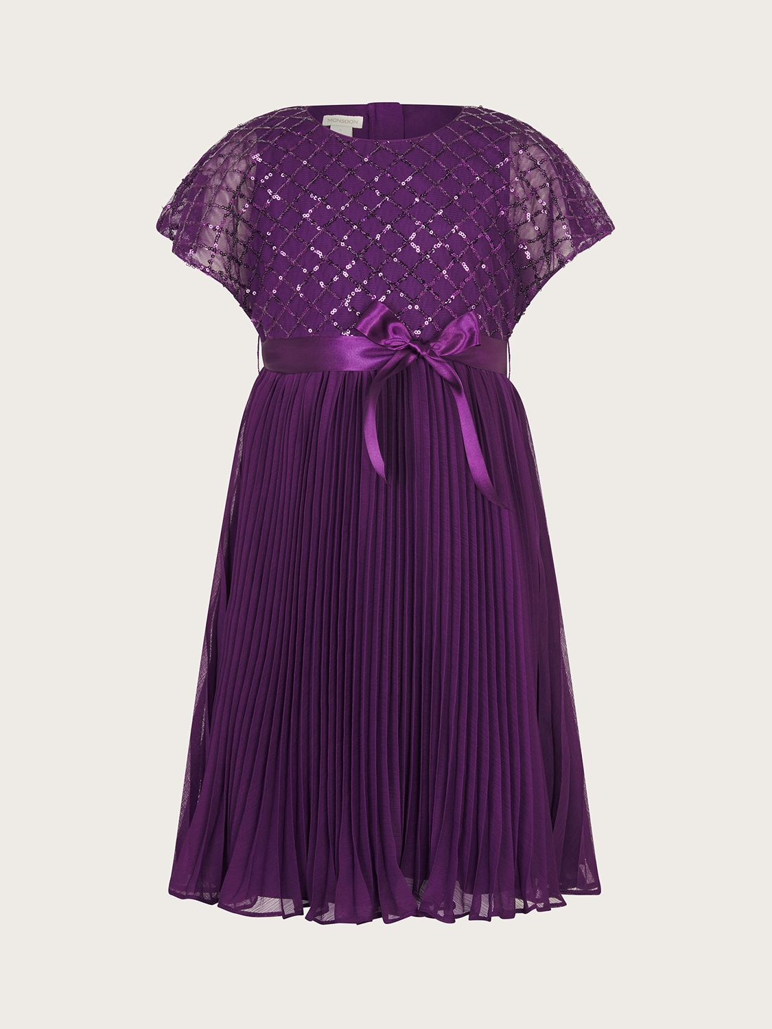 Monsoon Kids' Keita Cape Sequin Dress, Purple