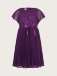 Monsoon Kids' Keita Cape Sequin Dress, Purple, Purple