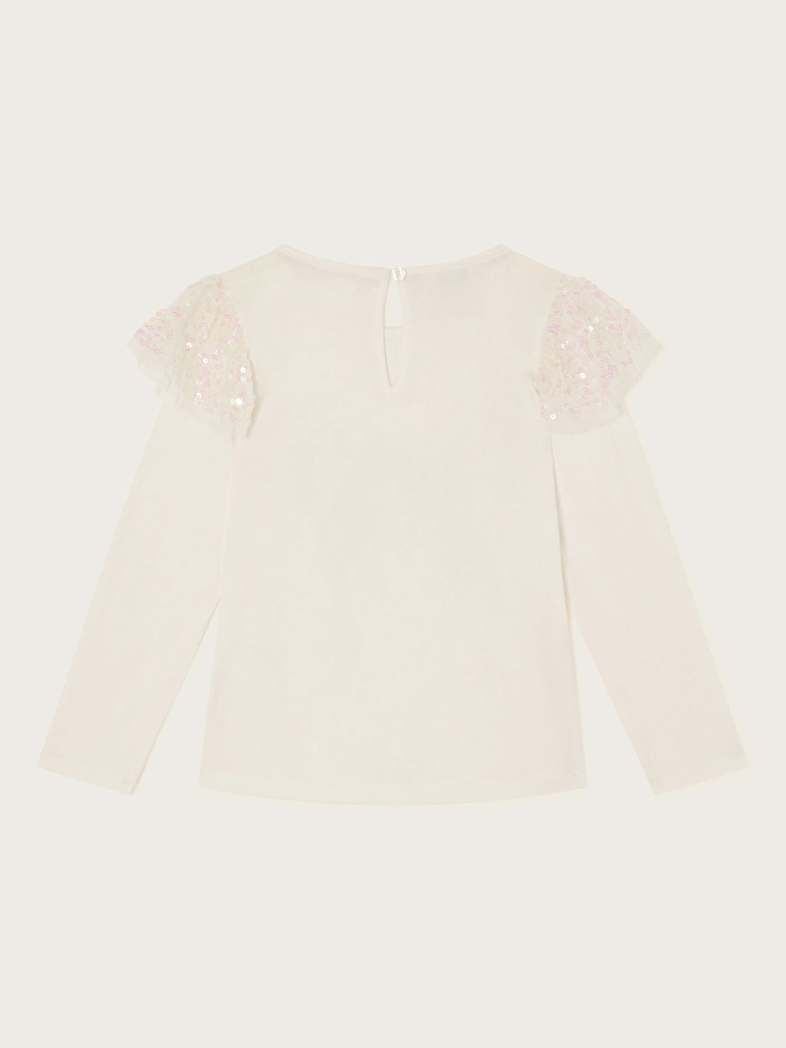 Buy Monsoon Kids' Sequin Bow Top, Ivory Online at johnlewis.com