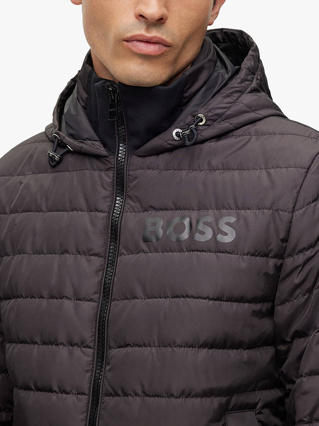 BOSS Dawood Hooded Quilted Jacket, Black