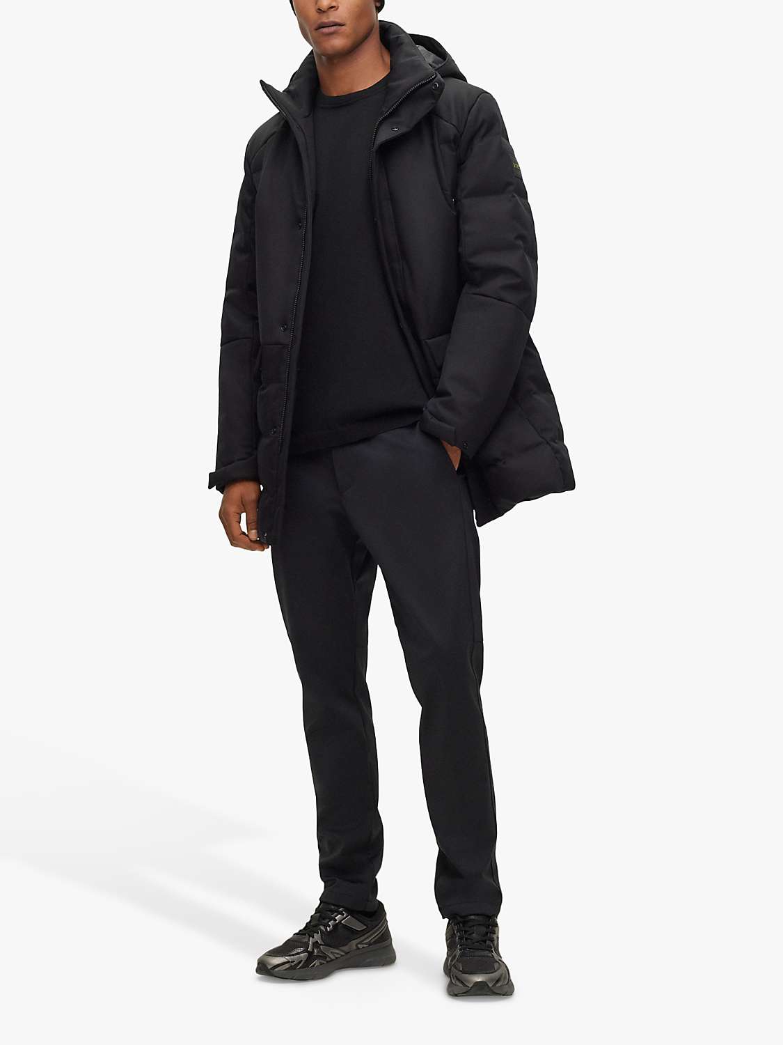 Buy BOSS Zorn Hooded Quilted Jacket, Black Online at johnlewis.com