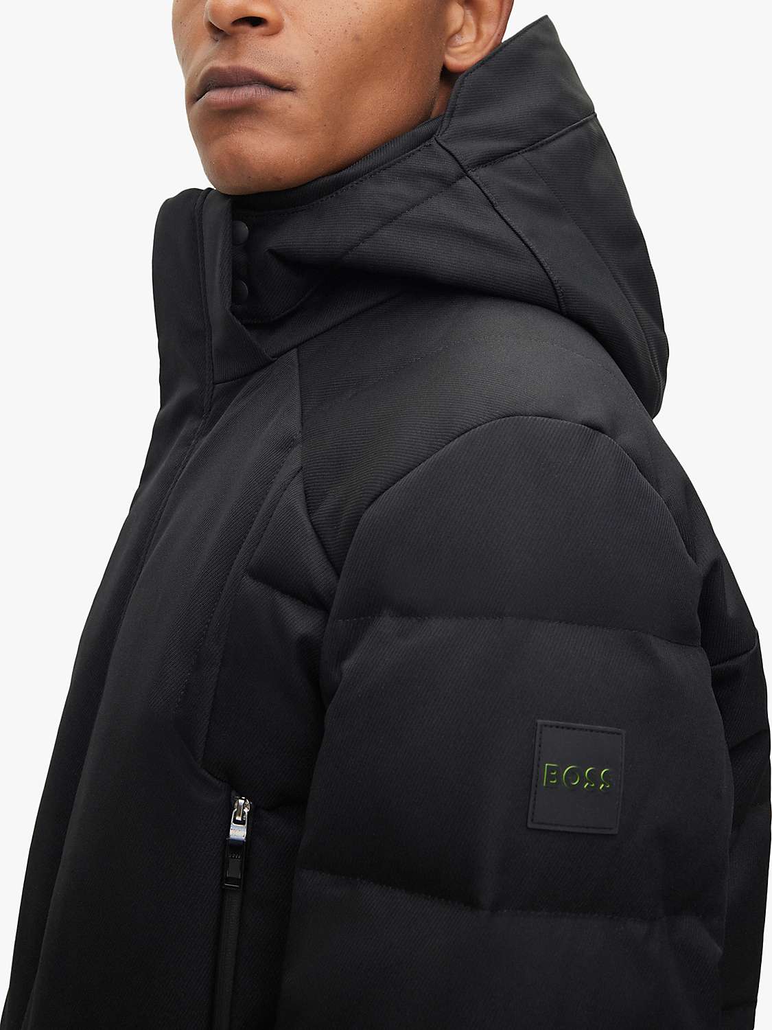 Buy BOSS Zorn Hooded Quilted Jacket, Black Online at johnlewis.com