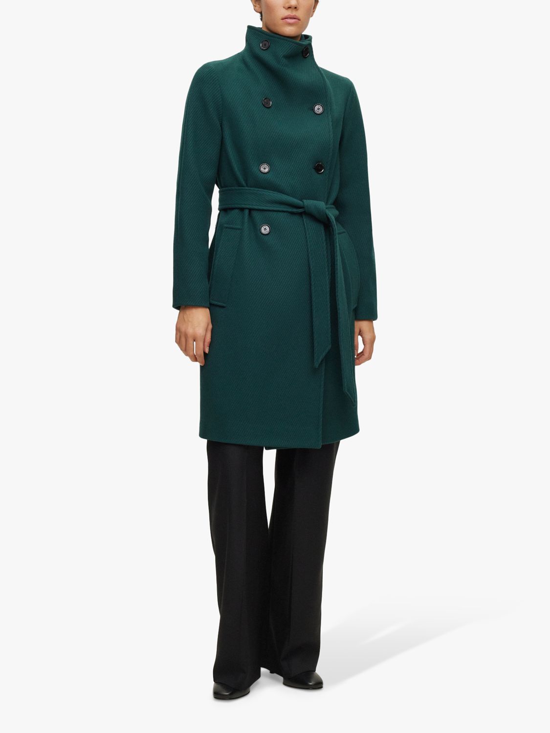 HUGO BOSS Cedandy Wool Blend Coat, Dark Green, 4