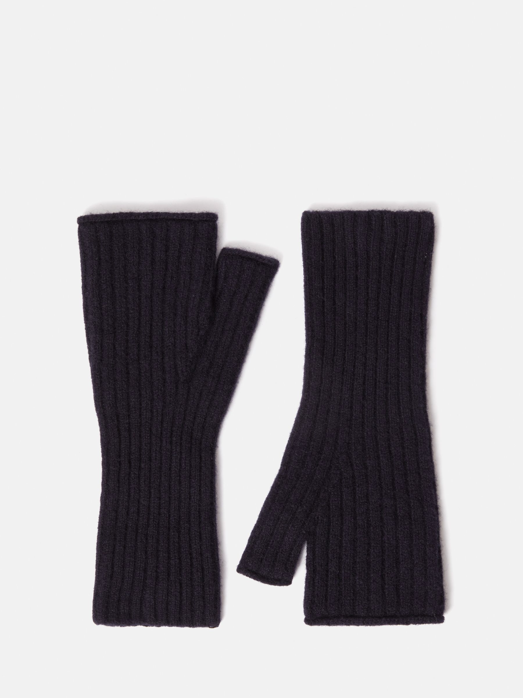 Jigsaw Ribbed Wool Handwarmers, Navy at John Lewis & Partners