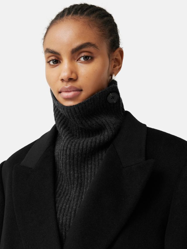 Jigsaw Ribbed Wool Cashmere Blend Snood, Grey