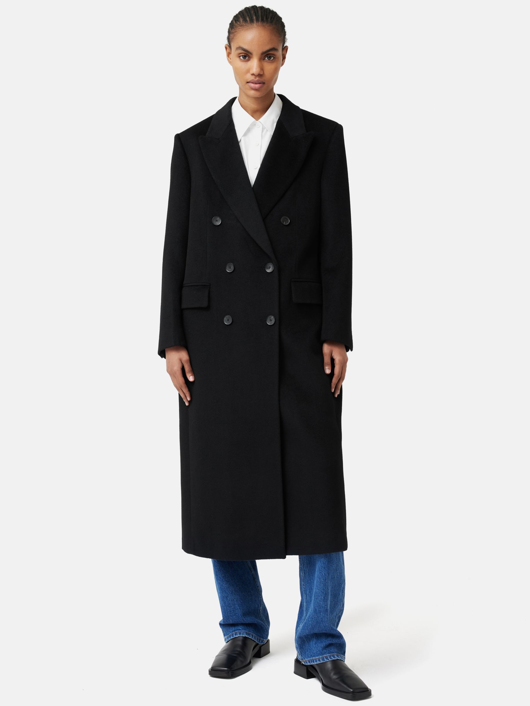 Jigsaw Oversized Wool Coat, Black