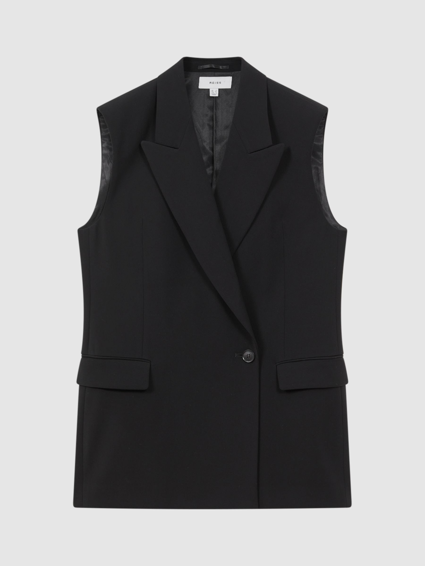 Reiss Thea Double Breasted Longline Waistcoat, Black at John Lewis ...