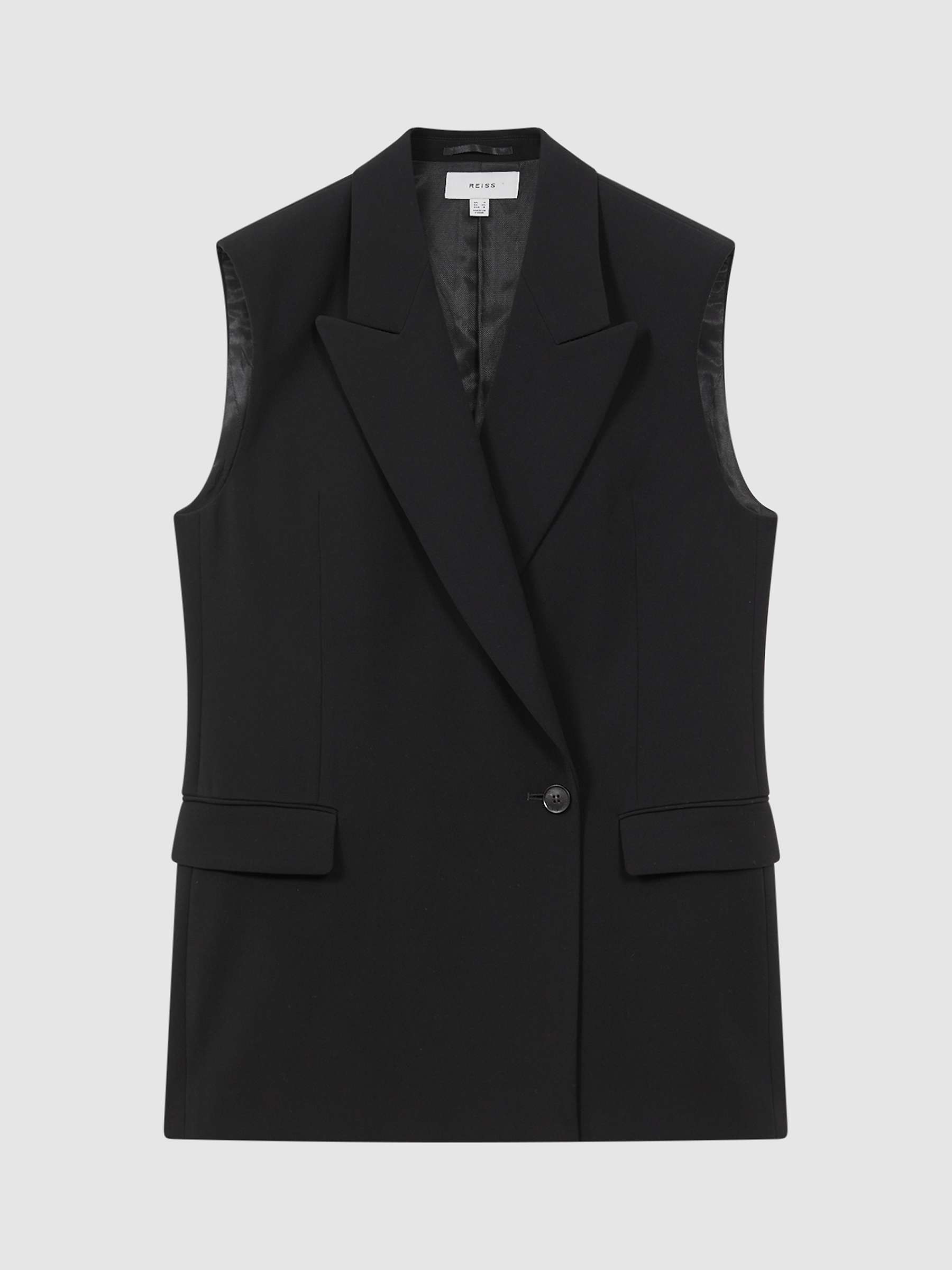 Buy Reiss Thea Double Breasted Longline Waistcoat, Black Online at johnlewis.com