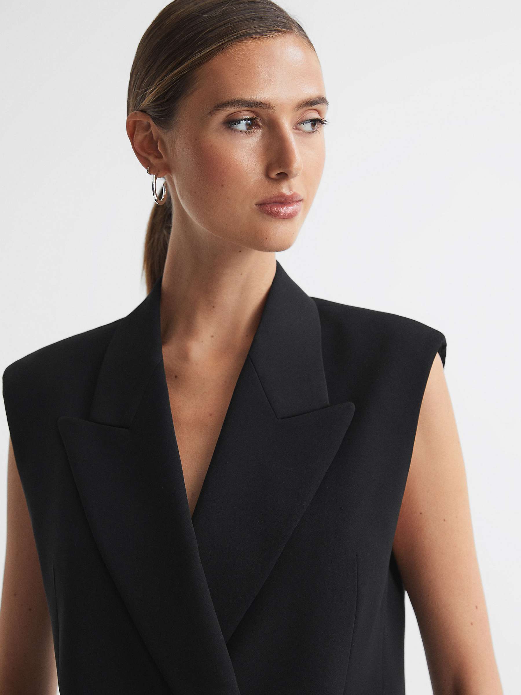 Buy Reiss Thea Double Breasted Longline Waistcoat, Black Online at johnlewis.com