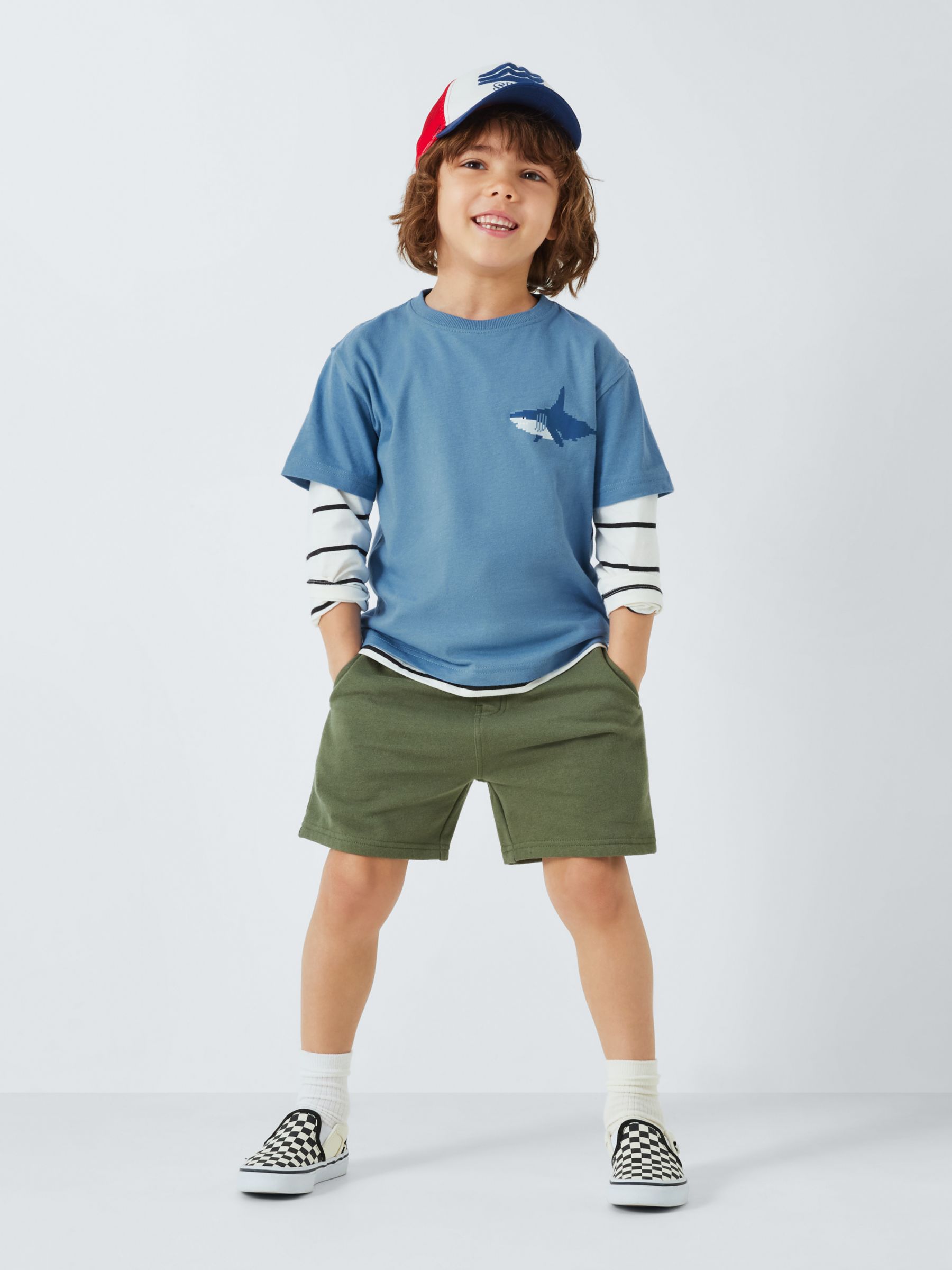 John Lewis Kids' Graphic Shark T-Shirt, Blue, 10 years