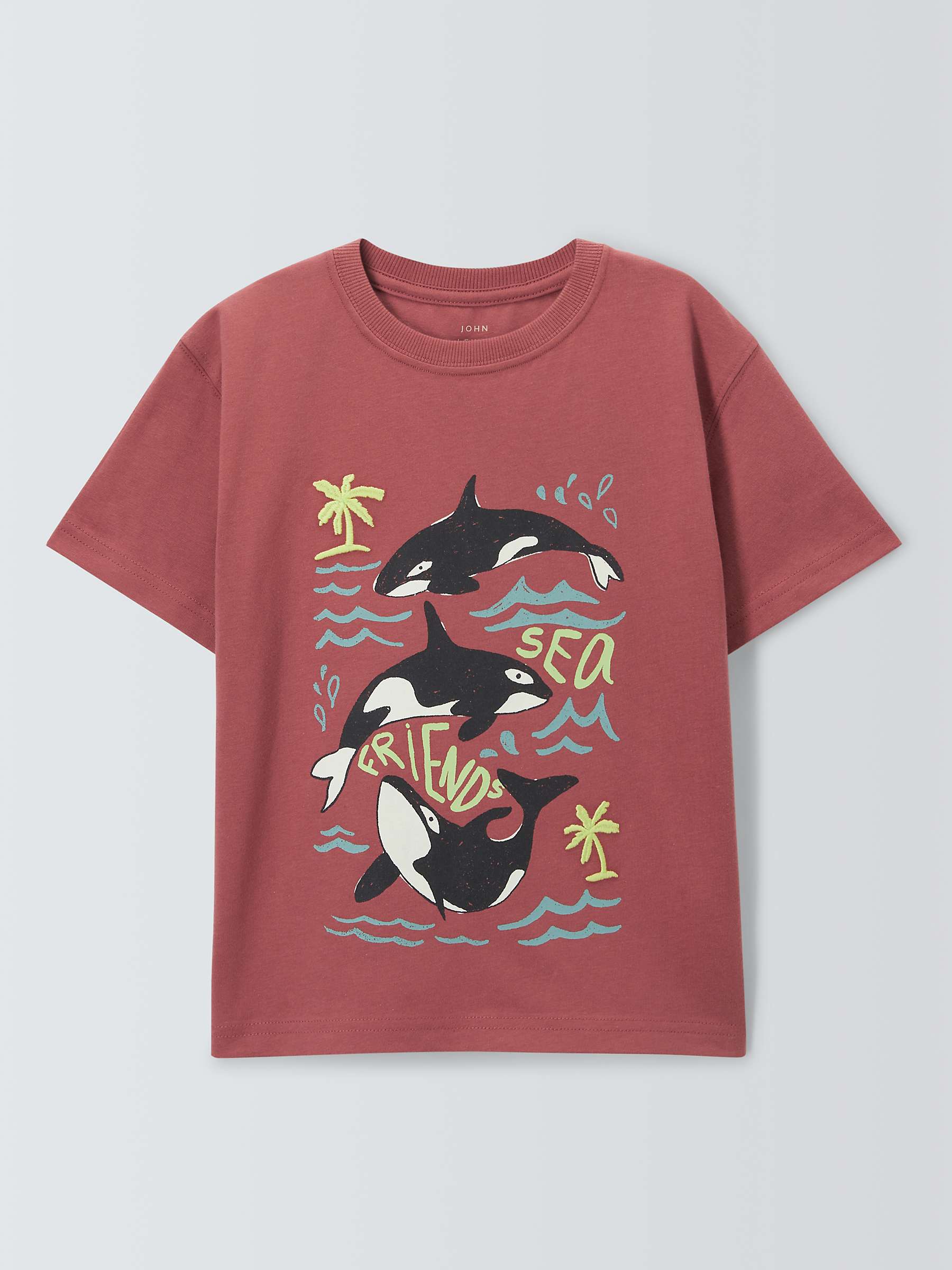 Buy John Lewis Kids' Orca Sea Friends Graphic Print T-Shirt, Red Online at johnlewis.com