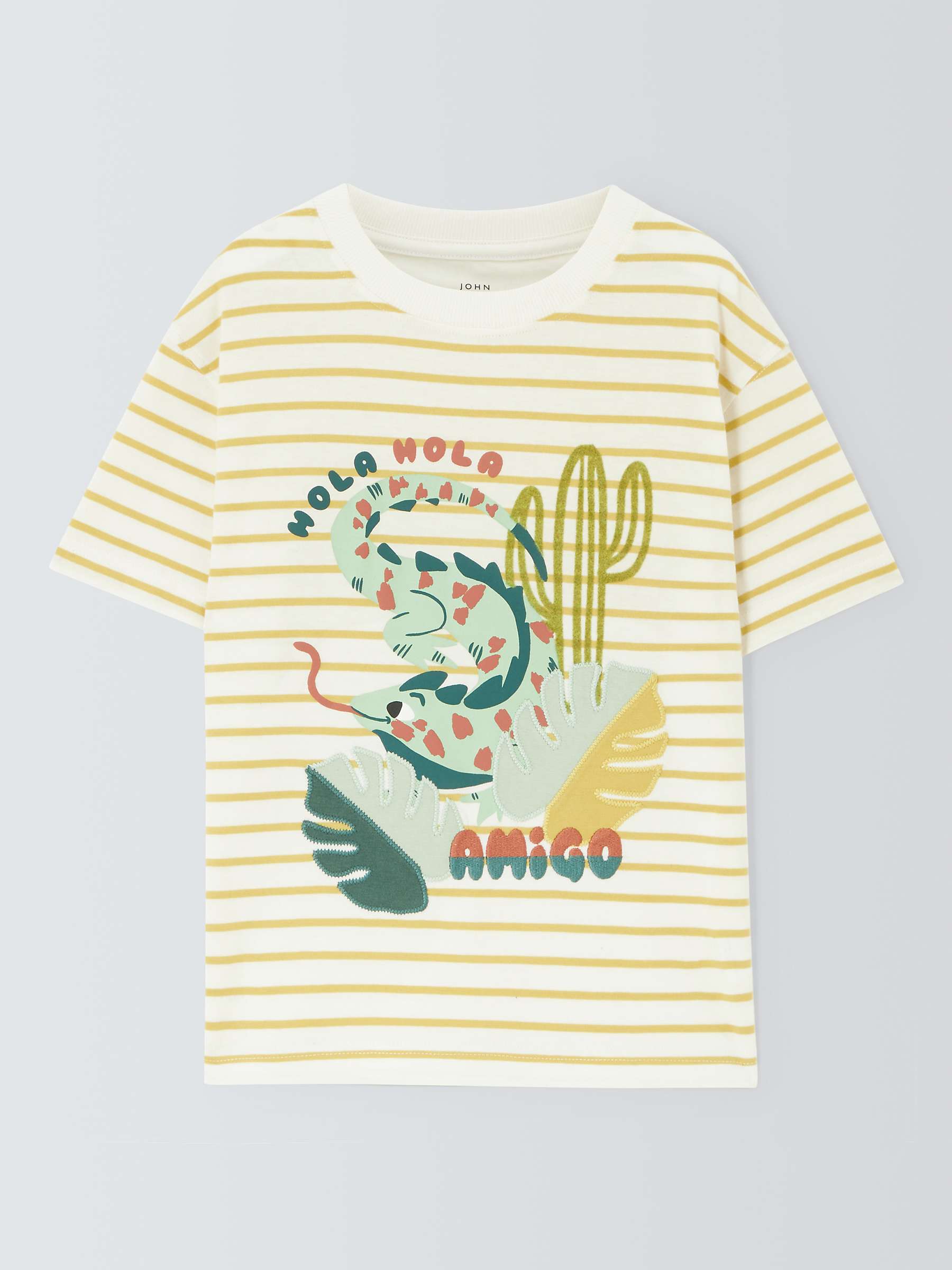 Buy John Lewis Kids' Stripe Iguana Graphic T-Shirt, Yellow Online at johnlewis.com