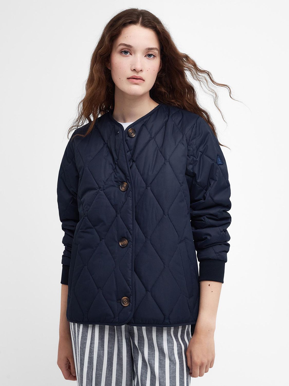 Barbour Bickland Quilted Jacket, Dark Navy at John Lewis & Partners