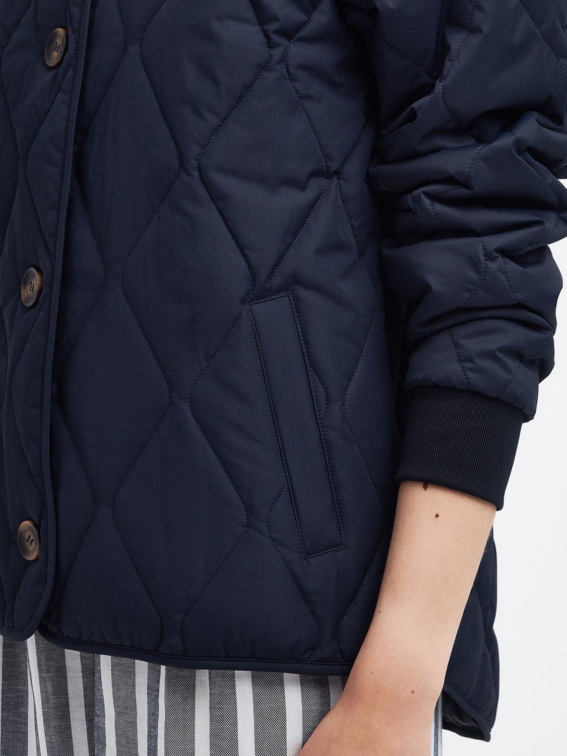 Barbour Bickland Quilted Jacket, Dark Navy at John Lewis & Partners