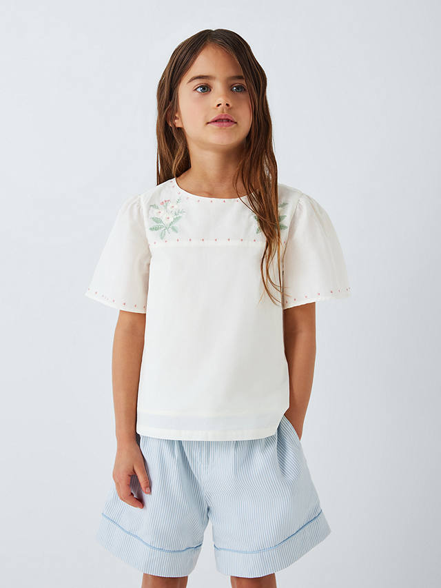 John Lewis Heirloom Collection Floral Embroidery Top, Cream