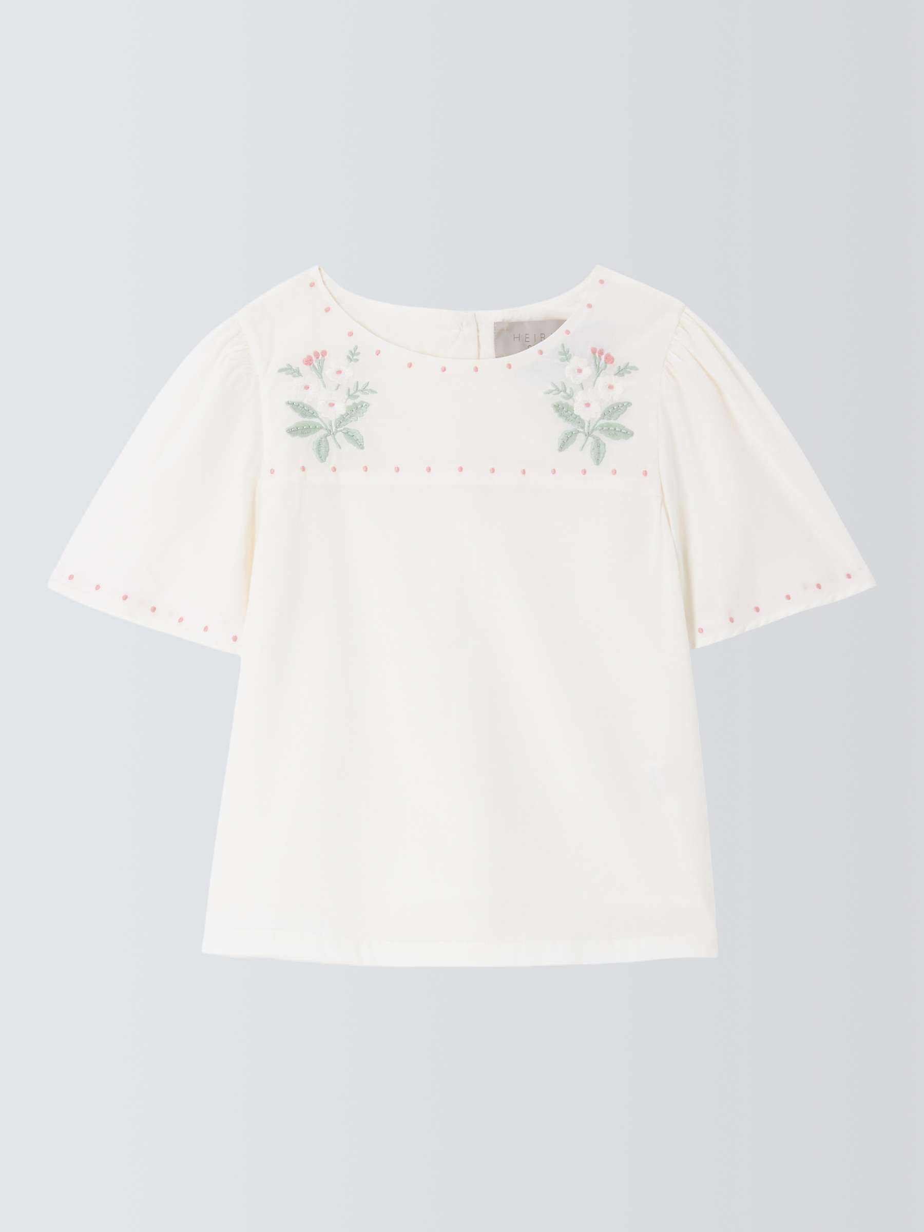 Buy John Lewis Heirloom Collection Floral Embroidery Top, Cream Online at johnlewis.com