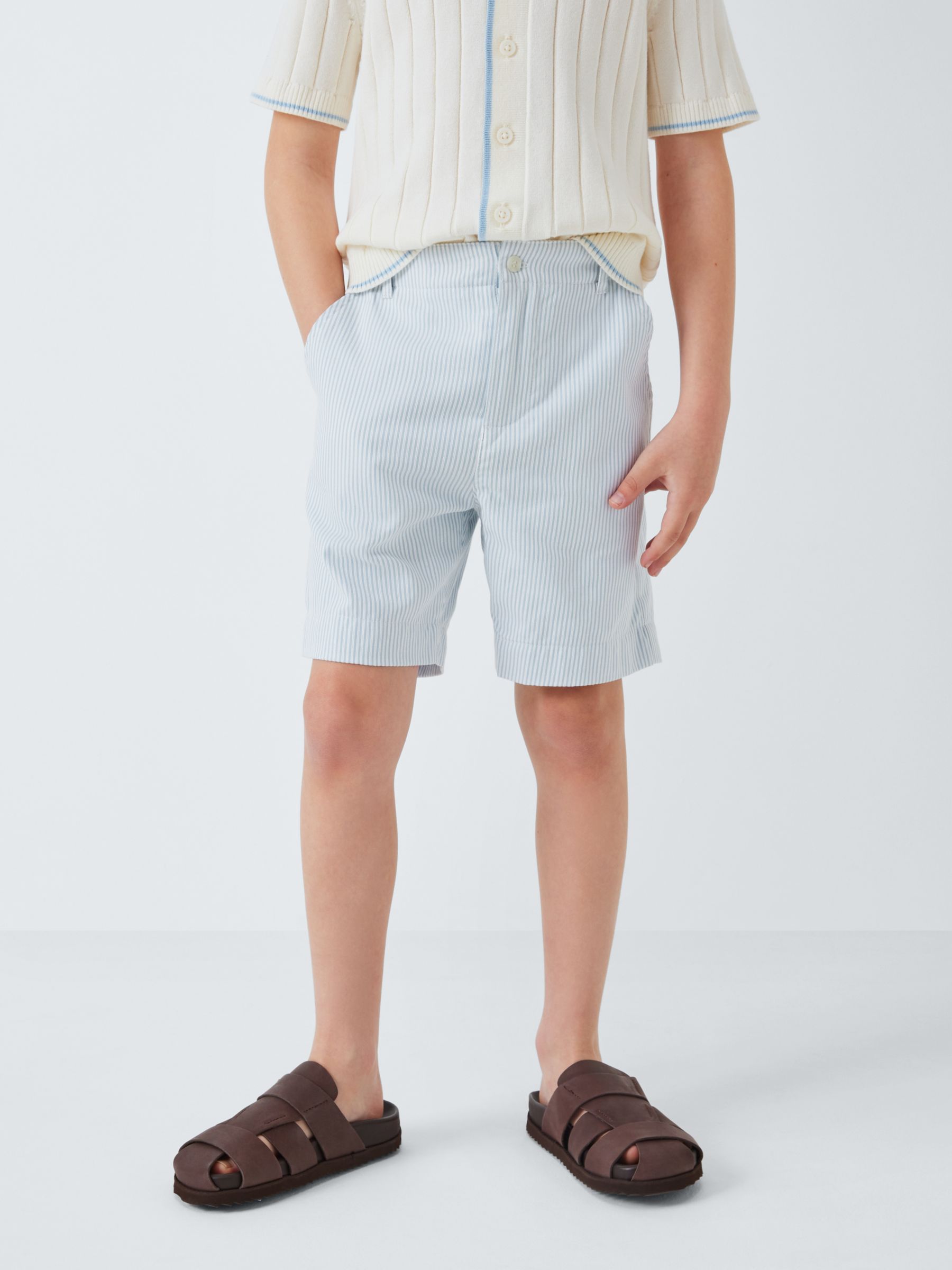 John Lewis Heirloom Collection Kids' Ticking Stripe Shorts, Blue/White, 9 years